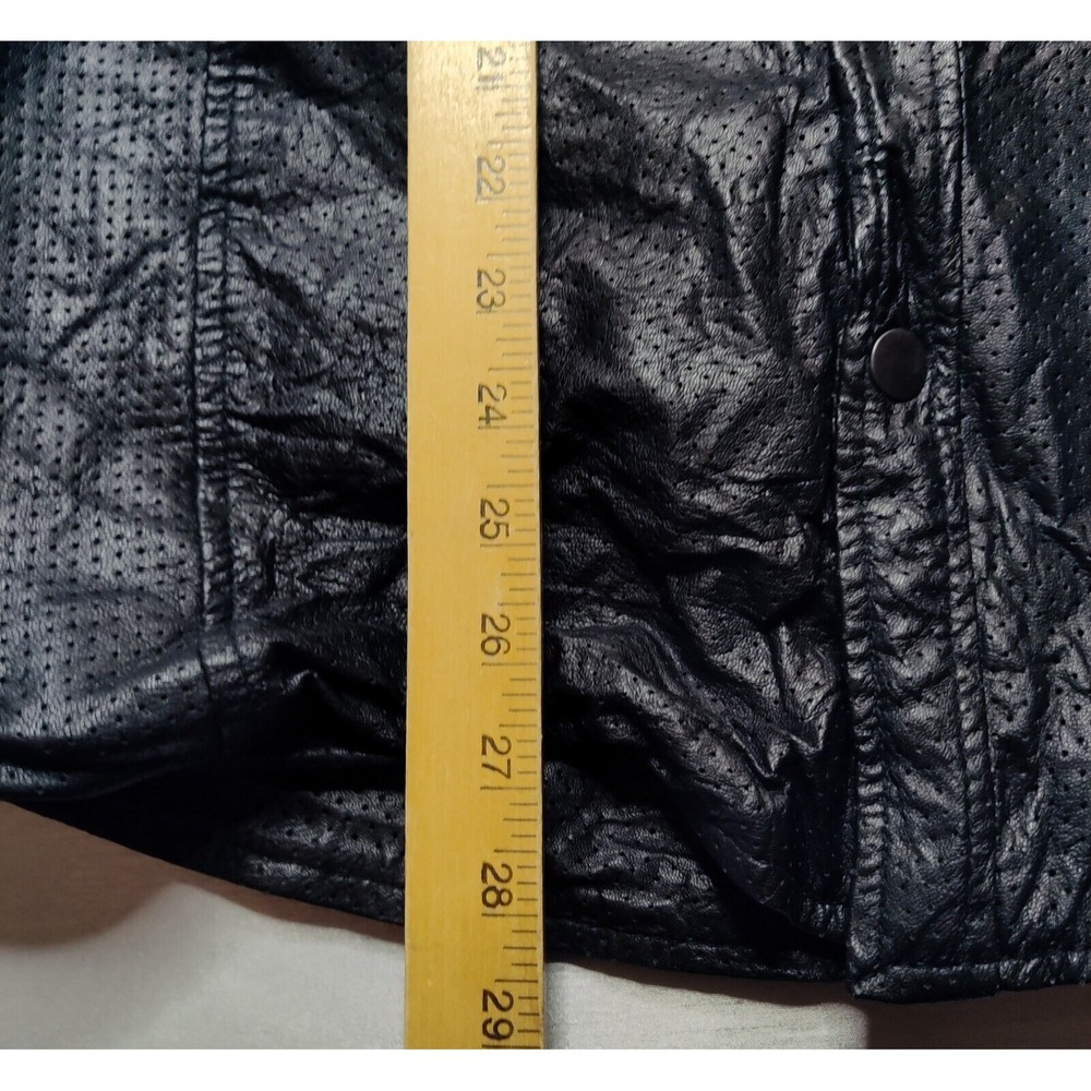 VTG MAS LEATHER Men Medium Black Snap Button Mesh Lined Long Sleeve Jacket - Picture 12 of 16